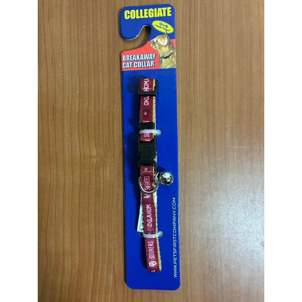 NWT NCAA Oklahoma Sooners Cat Collar Break Away Bell 8-12